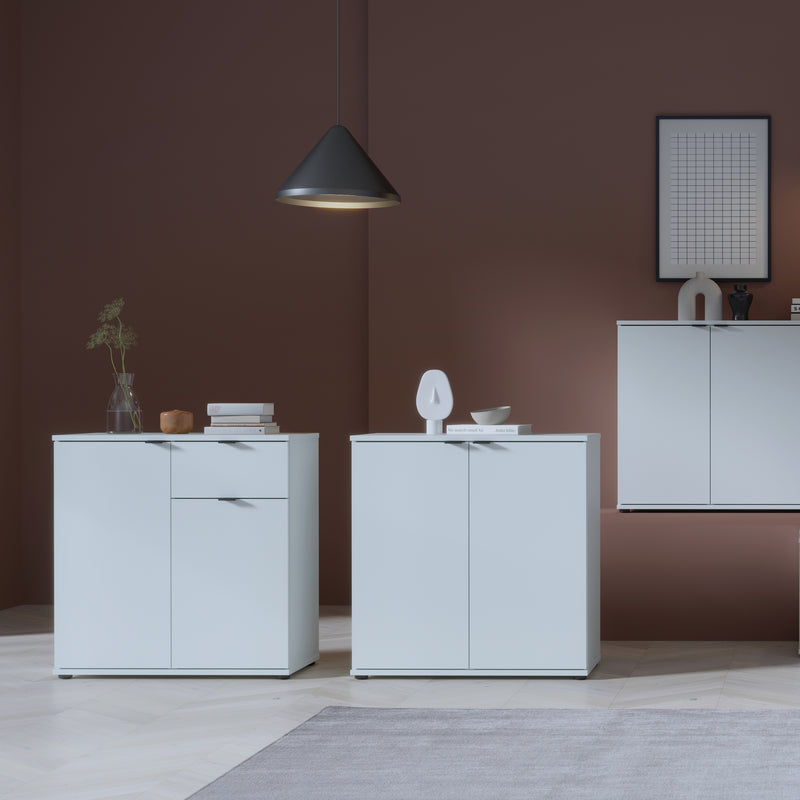 Ganymede 2 Door Cupboard with Drawer and Top Lip Detail in Light Grey – image 6