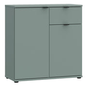 Ganymede 2 Door Cupboard with Drawer in Sage Green – image 1