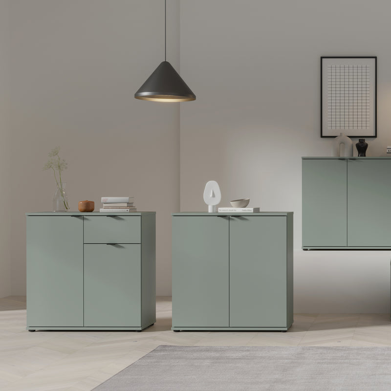 Ganymede 2 Door Cupboard with Drawer in Sage Green – image 6