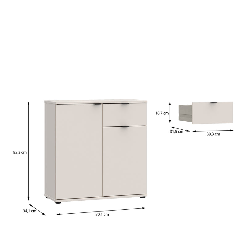 Ganymede 2 Door Cupboard with Drawer in Sand – image 9