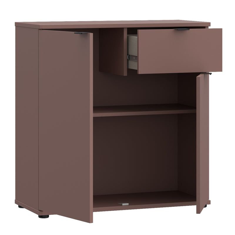 Ganymede 2 Door Cupboard with Drawer in Terracotta – image 3