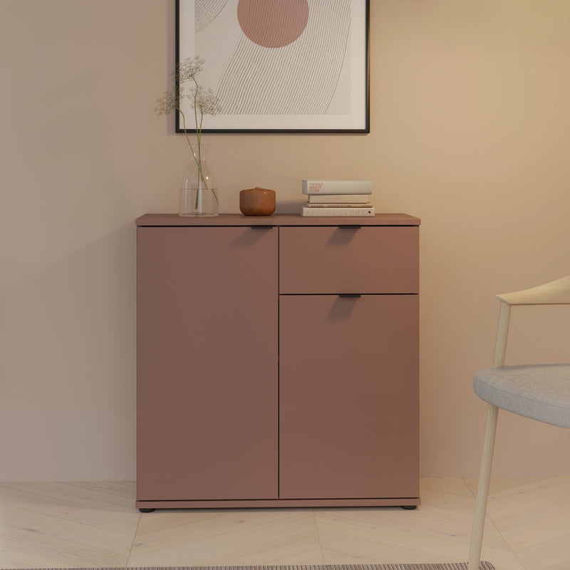Ganymede 2 Door Cupboard with Drawer in Terracotta – image 5