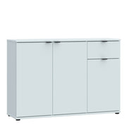 Ganymede Wide 3 Door Cupboard with Drawer in Light Grey – image 1