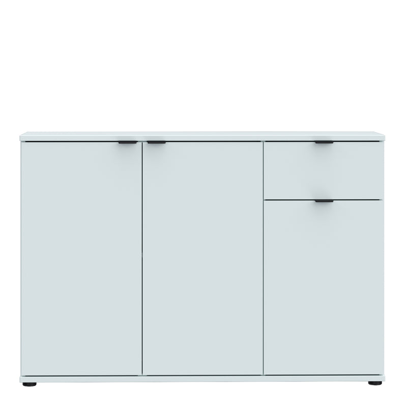Ganymede Wide 3 Door Cupboard with Drawer in Light Grey – image 2