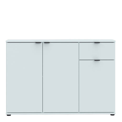 Ganymede Wide 3 Door Cupboard with Drawer in Light Grey – image 2