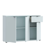 Ganymede Wide 3 Door Cupboard with Drawer in Light Grey – image 3