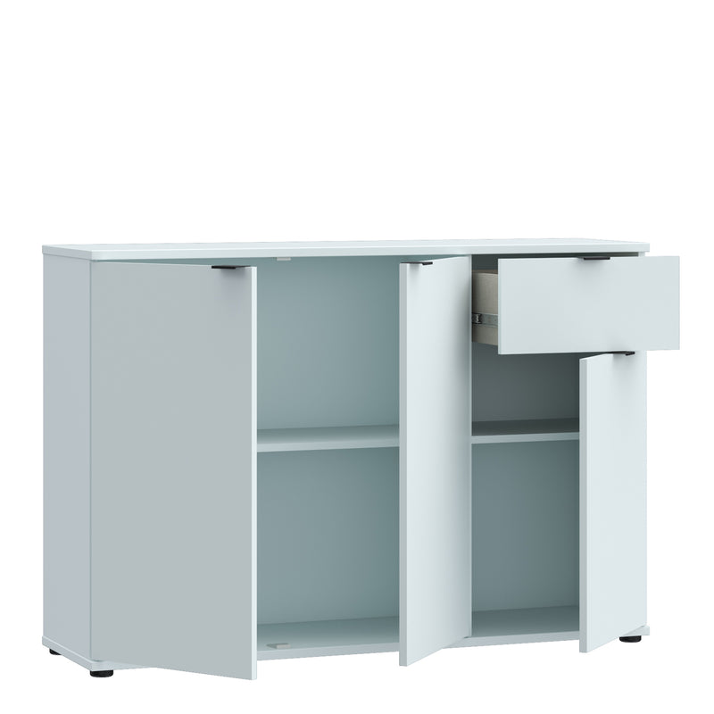 Ganymede Wide 3 Door Cupboard with Drawer in Light Grey – image 3