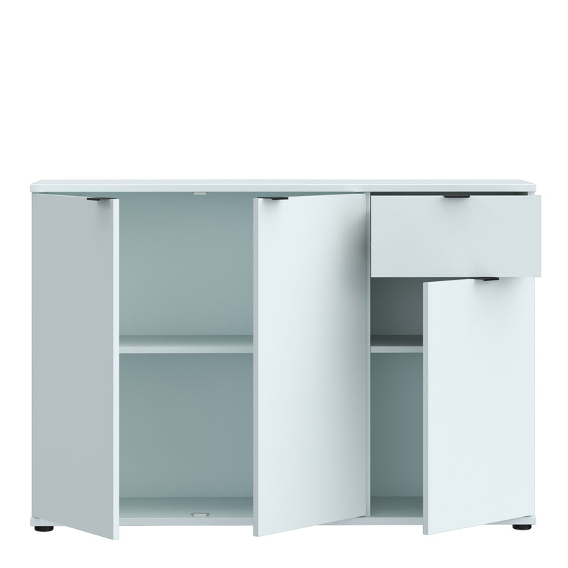 Ganymede Wide 3 Door Cupboard with Drawer in Light Grey – image 4