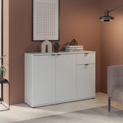 Ganymede Wide 3 Door Cupboard with Drawer in Light Grey – image 5