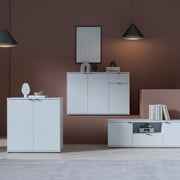 Ganymede Wide 3 Door Cupboard with Drawer in Light Grey – image 6