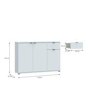 Ganymede Wide 3 Door Cupboard with Drawer in Light Grey – image 9