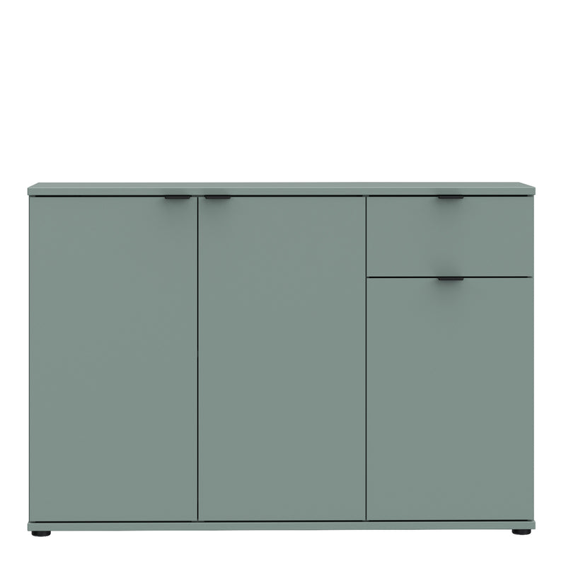 Ganymede Wide 3 Door Cupboard with Drawer in Sage Green – image 2