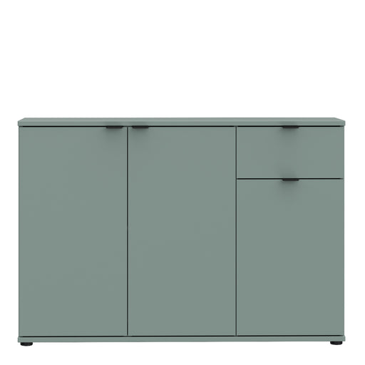 Ganymede Wide 3 Door Cupboard with Drawer in Sage Green – image 2