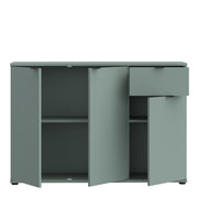 Ganymede Wide 3 Door Cupboard with Drawer in Sage Green – image 4
