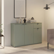 Ganymede Wide 3 Door Cupboard with Drawer in Sage Green – image 5