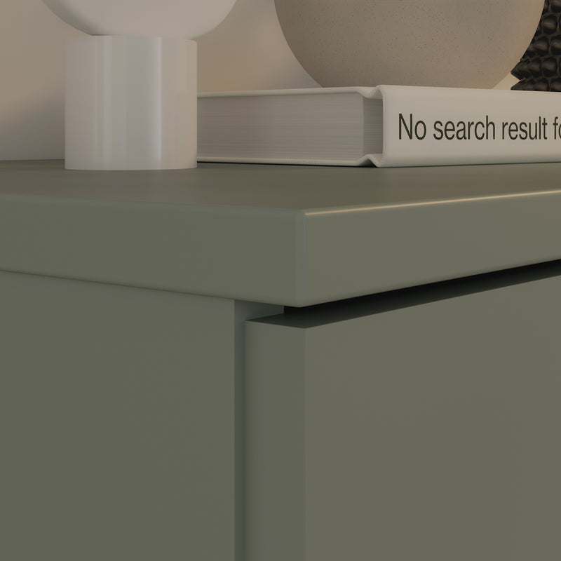 Ganymede Wide 3 Door Cupboard with Drawer in Sage Green – image 7
