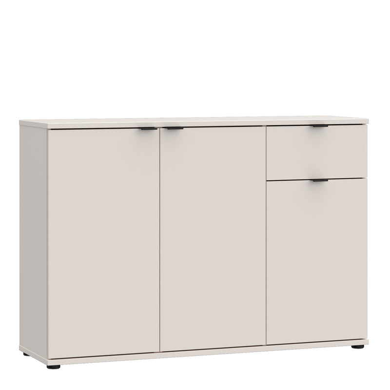 Ganymede Wide 3 Door Cupboard with Drawer in Sand – image 1