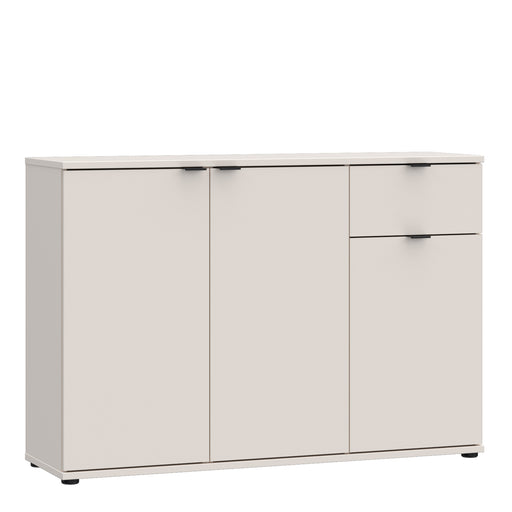 Ganymede Wide 3 Door Cupboard with Drawer in Sand – image 1