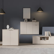 Ganymede Wide 3 Door Cupboard with Drawer in Sand – image 6
