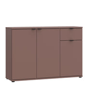 Ganymede Wide 3 Door Cupboard with Drawer in Terracotta – image 1