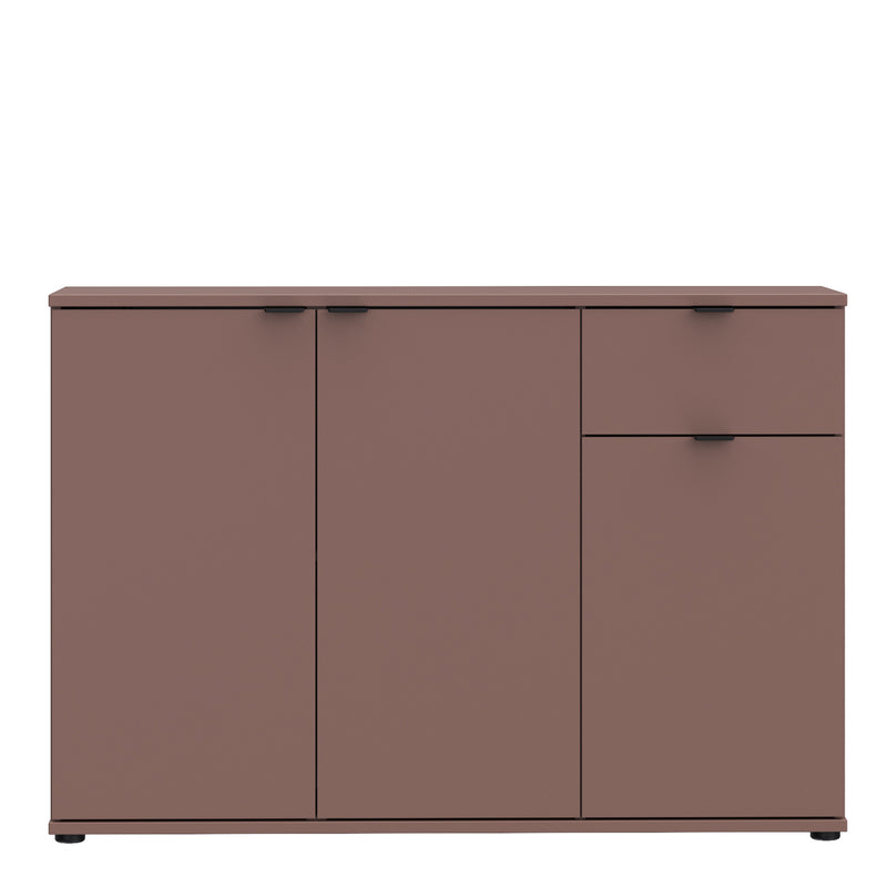 Ganymede Wide 3 Door Cupboard with Drawer in Terracotta – image 2