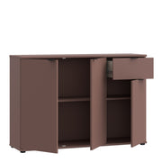 Ganymede Wide 3 Door Cupboard with Drawer in Terracotta – image 3