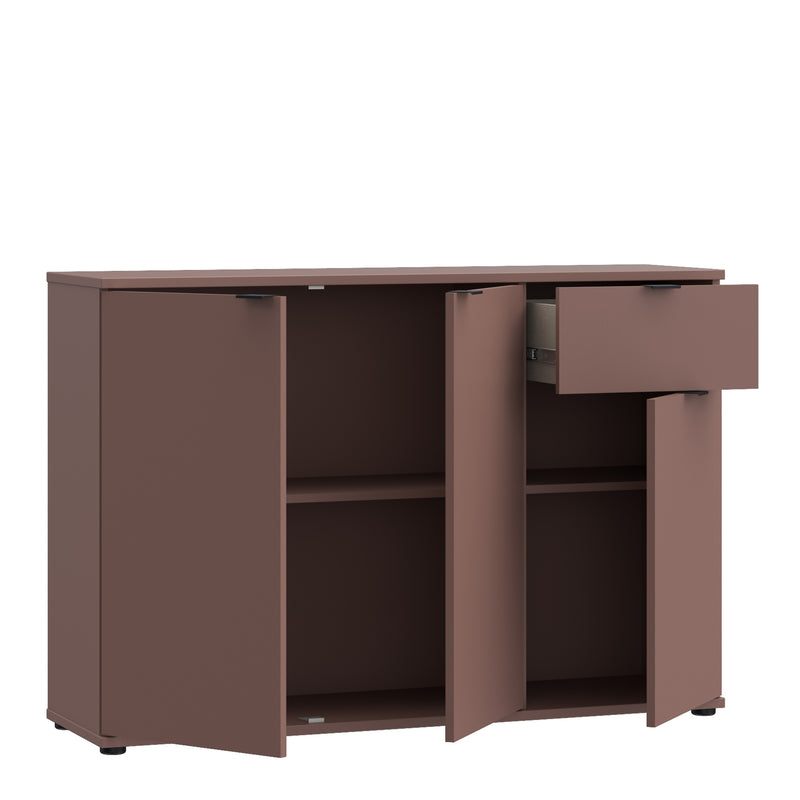 Ganymede Wide 3 Door Cupboard with Drawer in Terracotta – image 3