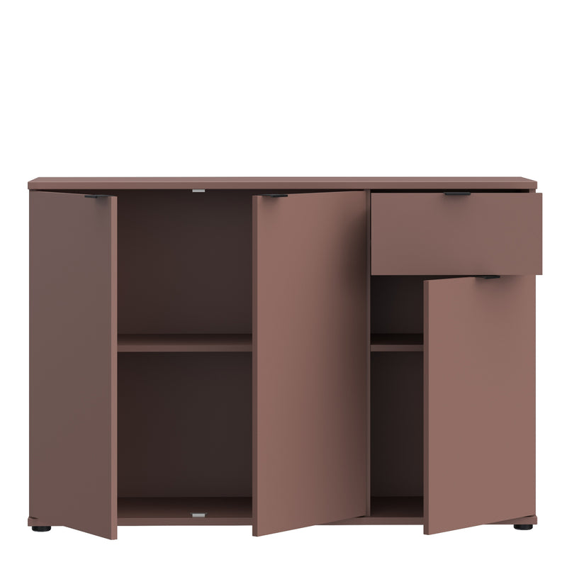 Ganymede Wide 3 Door Cupboard with Drawer in Terracotta – image 4