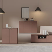 Ganymede Wide 3 Door Cupboard with Drawer in Terracotta – image 6