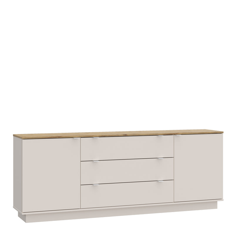 Ganymede Large Sideboard with 3 Drawers & 2 Doors in Mauvella Oak and Sand – image 1