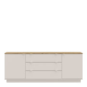 Ganymede Large Sideboard with 3 Drawers & 2 Doors in Mauvella Oak and Sand – image 2