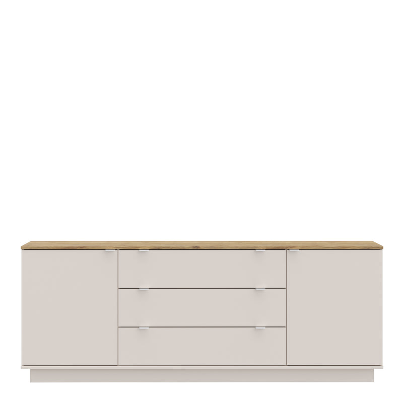 Ganymede Large Sideboard with 3 Drawers & 2 Doors in Mauvella Oak and Sand – image 2