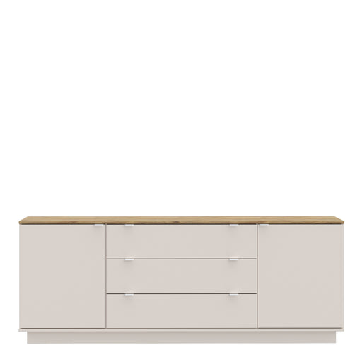 Ganymede Large Sideboard with 3 Drawers & 2 Doors in Mauvella Oak and Sand – image 2