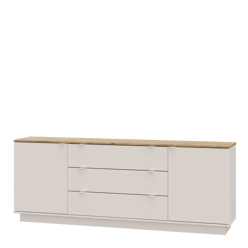 Ganymede Large Sideboard with 3 Drawers & 2 Doors in Mauvella Oak and Sand – image 3