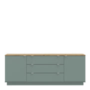 Ganymede Large Sideboard with 3 Drawers & 2 Doors in Mauvella Oak and Sage – image 2