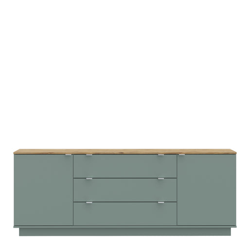 Ganymede Large Sideboard with 3 Drawers & 2 Doors in Mauvella Oak and Sage – image 2