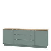 Ganymede Large Sideboard with 3 Drawers & 2 Doors in Mauvella Oak and Sage – image 3