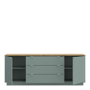 Ganymede Large Sideboard with 3 Drawers & 2 Doors in Mauvella Oak and Sage – image 5