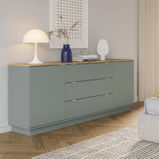 Ganymede Large Sideboard with 3 Drawers & 2 Doors in Mauvella Oak and Sage – image 7
