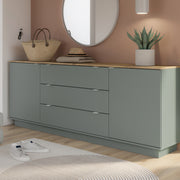 Ganymede Large Sideboard with 3 Drawers & 2 Doors in Mauvella Oak and Sage – image 8