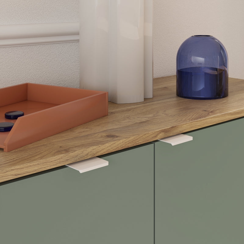 Ganymede Large Sideboard with 3 Drawers & 2 Doors in Mauvella Oak and Sage – image 9