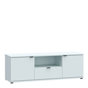 Ganymede Wide TV Unit with Open Shelf, Drawer & 2 Doors in Light Grey – image 1