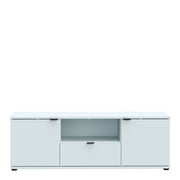 Ganymede Wide TV Unit with Open Shelf, Drawer & 2 Doors in Light Grey – image 2
