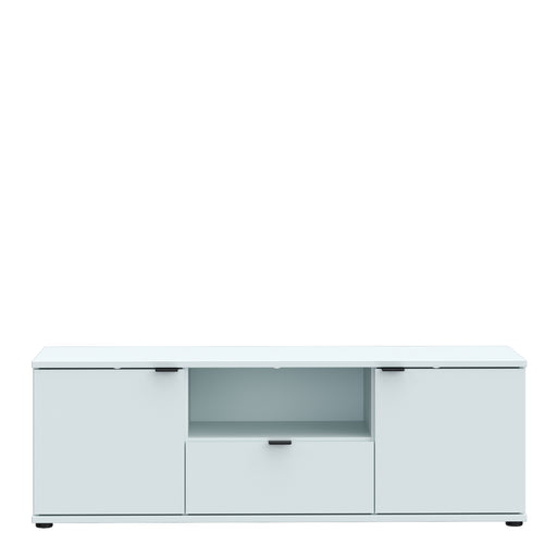 Ganymede Wide TV Unit with Open Shelf, Drawer & 2 Doors in Light Grey – image 2