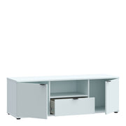 Ganymede Wide TV Unit with Open Shelf, Drawer & 2 Doors in Light Grey – image 3