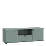 Ganymede Wide TV Unit with Open Shelf & 2 Doors in Sage Green – image 1