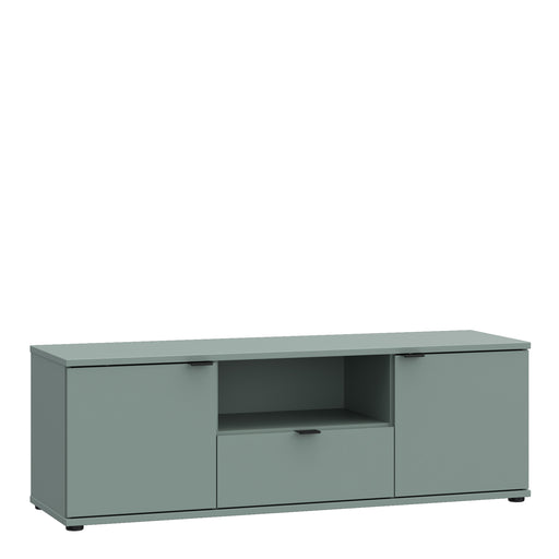 Ganymede Wide TV Unit with Open Shelf & 2 Doors in Sage Green – image 1