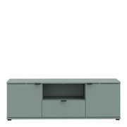 Ganymede Wide TV Unit with Open Shelf & 2 Doors in Sage Green – image 2