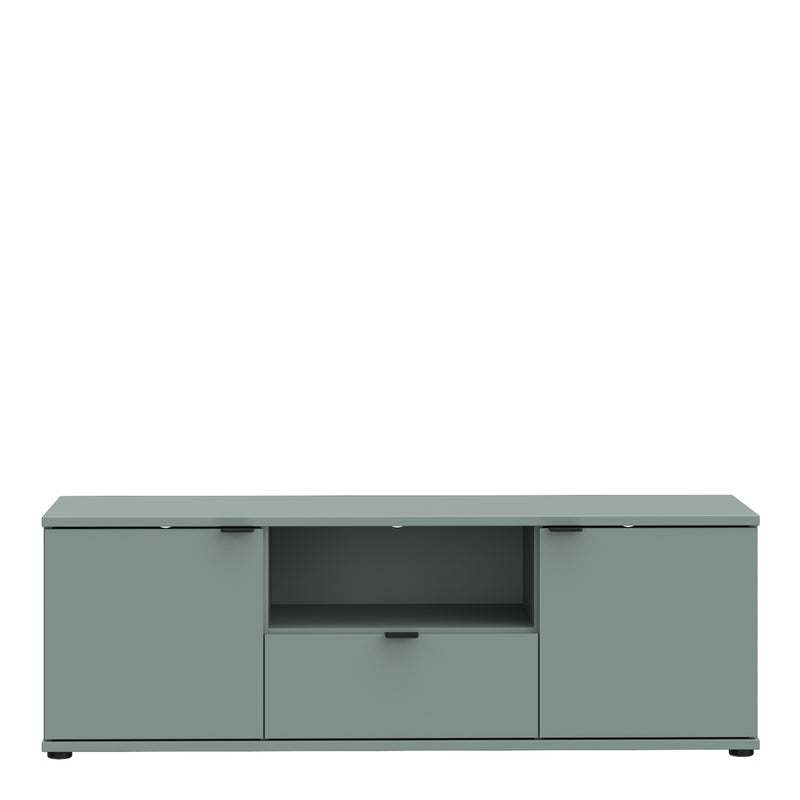 Ganymede Wide TV Unit with Open Shelf & 2 Doors in Sage Green – image 2