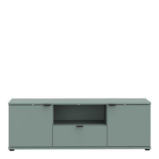 Ganymede Wide TV Unit with Open Shelf & 2 Doors in Sage Green – image 2